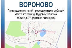 Еженедельный обход территории пройдет в деревне Пудово-Сипягино