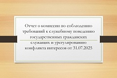 Отчет о комиссии по соблюдению требований к служебному поведению государственных гражданских служащих и урегулированию конфликта интересов от 31.07.2025