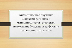 Дистанционное обучение «Финансы регионов и муниципалитетов: стратегия, исполнение бюджета и цифровые технологии управления